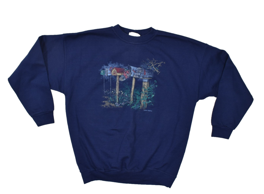 Northern Reflections Men's Vintage Crewneck Sweatshirt Blue Cabin Graphic XL